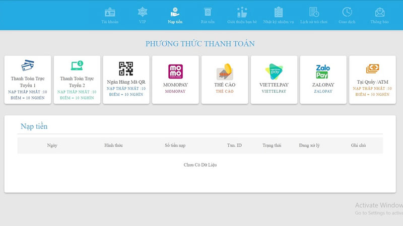 Nạp tiền rút tiền 1 Hướng dẫn nạp rút tiền Moto88